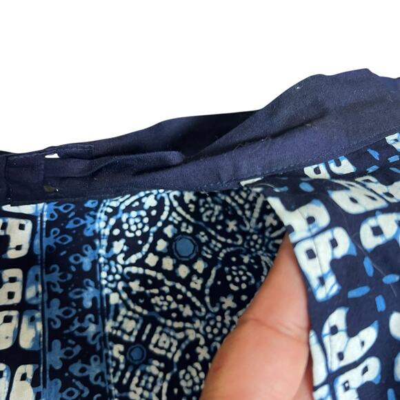 Batik Keris Navy Blue Wrap Skirt One Size Wax Print Cotton - Picture 7 of 12